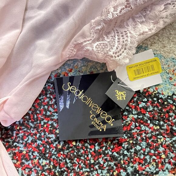 NEW Seductive Wear by Cinema Etoile 3pc Set X-Large Pink - Picture 2 of 6